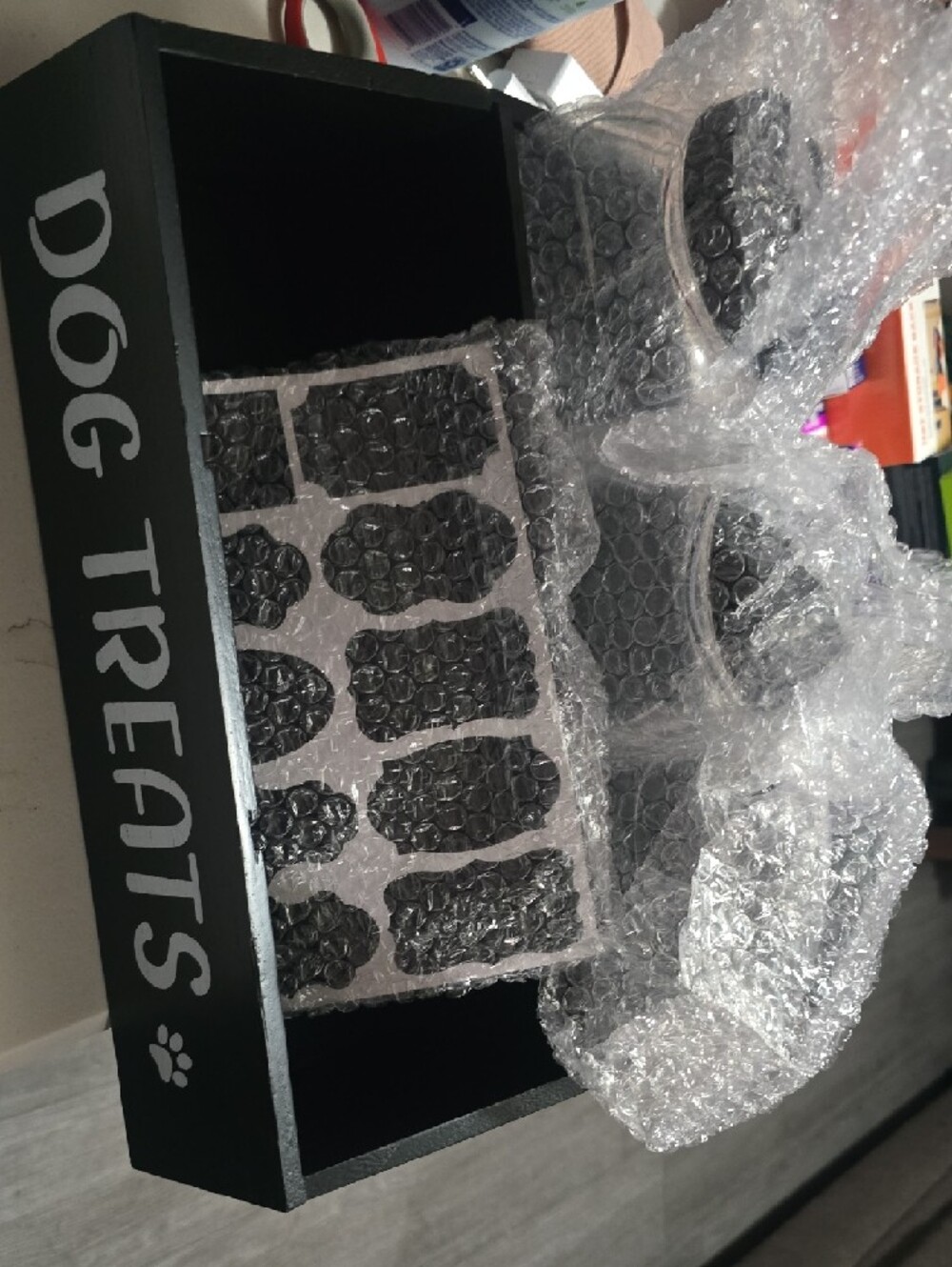 Black Wooden Dog Treat Organizer with Jars - Picture 2 of 2
